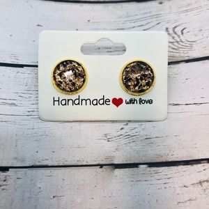 Faceted Glitter Leopard Earrings